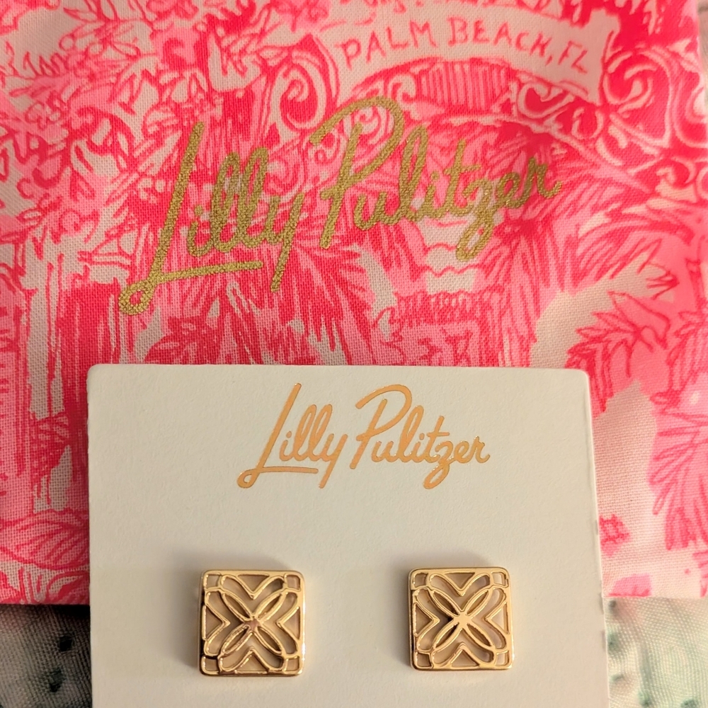 NWT Lilly Pulitzer Lilly Earrings Gold